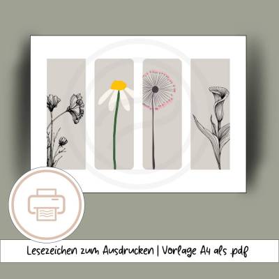 Lesezeichen für deine DIY Ideen zum Ausdrucken 4x Lesezeichen ausdrucken und ausschneiden