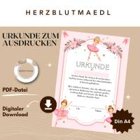Ballett / Ballerina Kindergeburtstagsurkunde – Liebevolles Geschenk für kleine Tänzerinnen