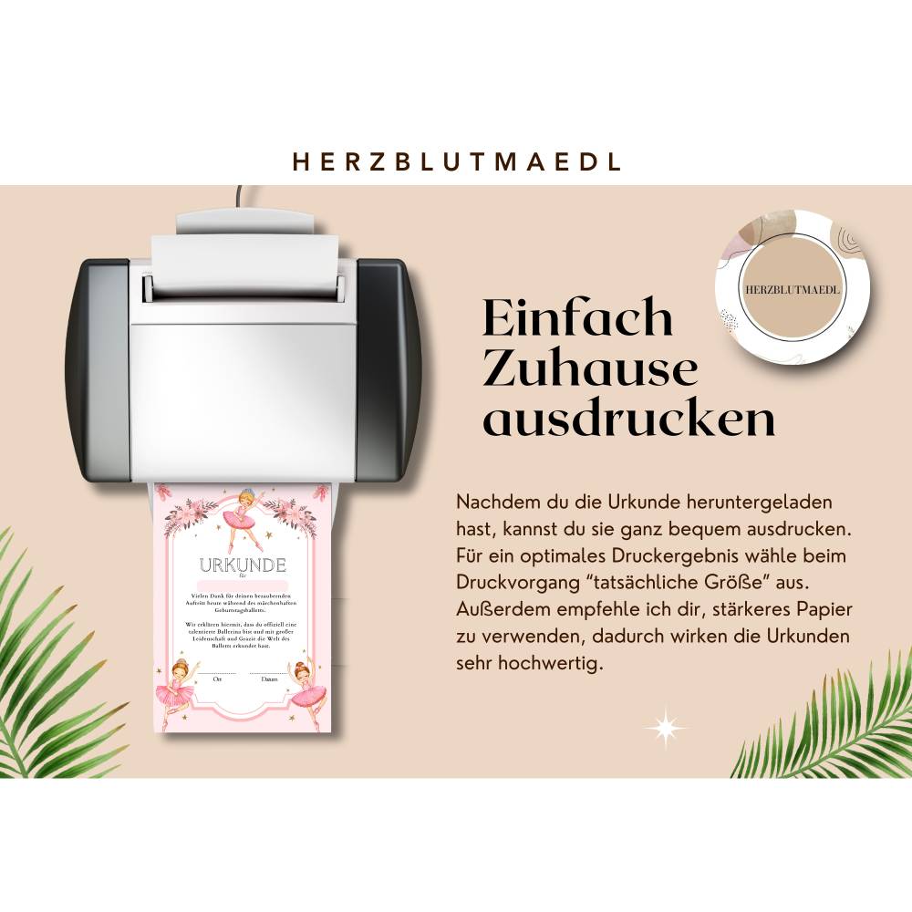 Ballett / Ballerina Kindergeburtstagsurkunde – Liebevolles Geschenk für kleine Tänzerinnen Bild 3