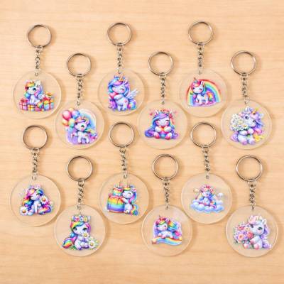 Schlüsselanhänger Einhorn weiß Pegasus – Geschenkidee für Kinder & Einhornliebhaber, verschiedene Designs, SAAS-59-70