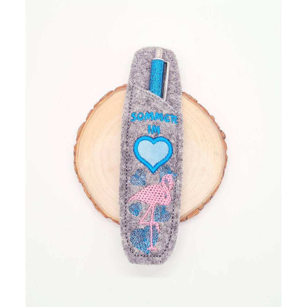 Stickdatei Kulli Etui Sommer ITH – Flamingo & Herz Bild 2