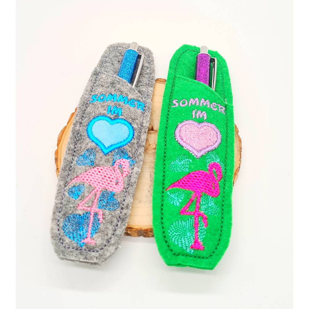 Stickdatei Kulli Etui Sommer ITH – Flamingo & Herz Bild 3