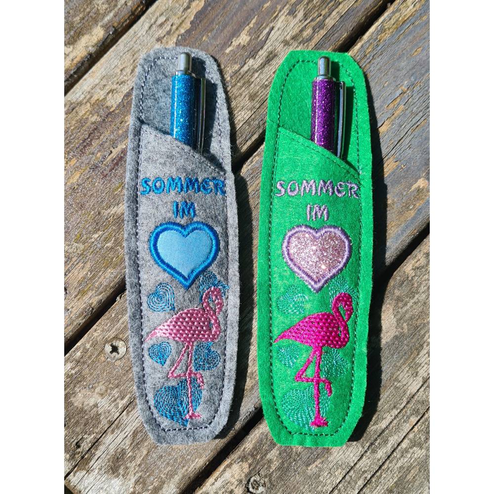 Stickdatei Kulli Etui Sommer ITH – Flamingo & Herz Bild 4