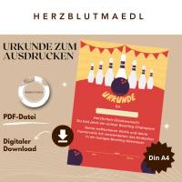 Bowling-Urkunde für Kinder – Personalisierte Urkunde zum Ausdrucken für Kindergeburtstage, Bowling-Partys