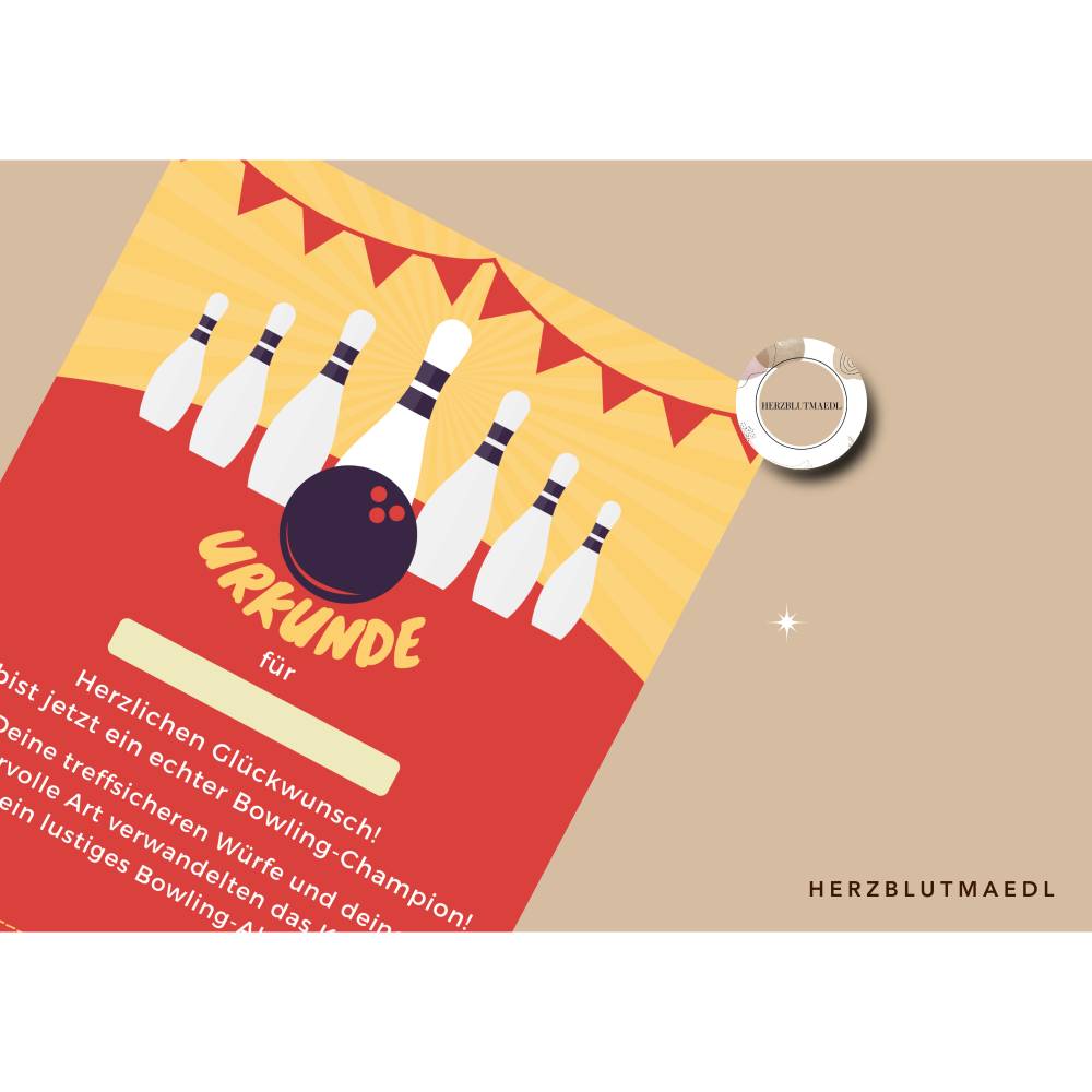 Bowling-Urkunde für Kinder – Personalisierte Urkunde zum Ausdrucken für Kindergeburtstage, Bowling-Partys Bild 4