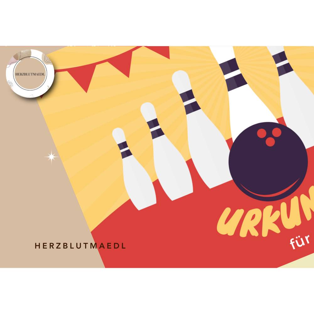 Bowling-Urkunde für Kinder – Personalisierte Urkunde zum Ausdrucken für Kindergeburtstage, Bowling-Partys Bild 5
