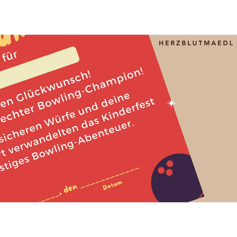 Bowling-Urkunde für Kinder – Personalisierte Urkunde zum Ausdrucken für Kindergeburtstage, Bowling-Partys Bild 7