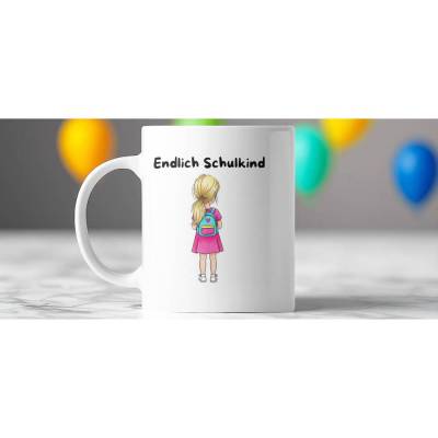 Angebotspreis für die Schulkinder– Personalisierte Keramiktasse zum Schulanfang mit Wunschname und Datum