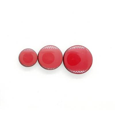 6 Stück Doppelknöpfe Wäsche- Lochgummi H-Knöpfe glatt 11mm 15mm 18mm Steg 4mm Dunkelrot