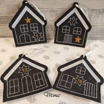 * Adventskalender Häuschen ITH "*  24 - versch. Häuschen zum aufhängen mit Zahlen von 1-24