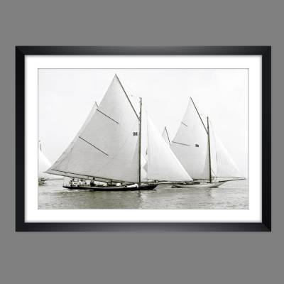 Schiffe Segelregatta Jacht Boot 54x39cm Vintage 1892 KUNSTDRUCK Poster gerahmt Wandbild historische Fotografie Nautik