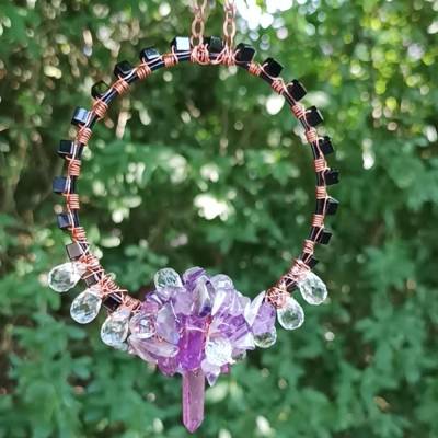 Sonnenfänger Amethyst Kristall Feng Shui Suncatcher – Edler Fensterschmuck als Geschenk für Fische Geburtstag