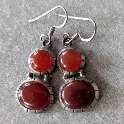 Vintage Ohrhänger, Silber mit Karneol