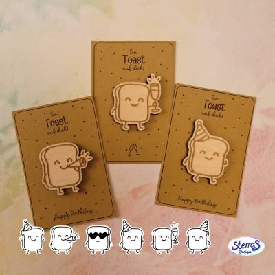 Laserdatei Toast Geburtstag Kombidatei • Holzdeko Druckvorlage A4 • Party Geschenk Tischdeko • inkl Gewerbelizenz