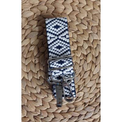 Taschengurt verstellbar blau-creme, Gurtband mit Karabiner in vielen verschiedenen Farben