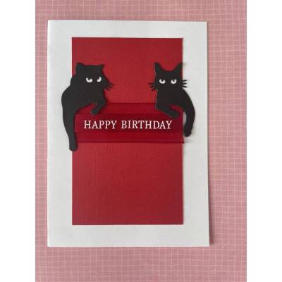 Edle Grußkarte, Geburtstag, Happy Birthday, Katzenmotiv