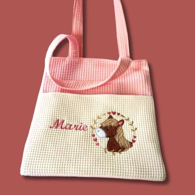 Tasche personalisiert mit Namen Geschenk für Pferdemädchen Umhängetasche Schultertasche Turnbeutel