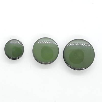 6 Stück Doppelknöpfe Wäsche- Lochgummi H-Knöpfe glatt 11mm 15mm 18mm Steg 4mm Oliv Dunkel