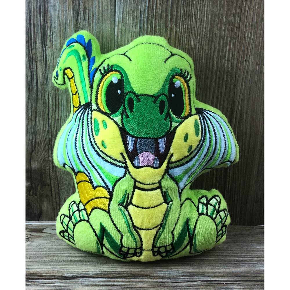 Stickdatei ITH Drache Flipp für Rahmen 20 x 30 cm, Maschinenstickerei, ITH Stickmuster mit Tiermotiv Bild 1