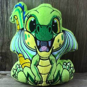 Stickdatei ITH Drache Flipp für Rahmen 20 x 30 cm, Maschinenstickerei, ITH Stickmuster mit Tiermotiv
