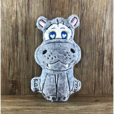 Stickdatei ITH Nilpferd BERTA für Rahmen 16×26 cm, Maschinenstickerei, ITH Stickmuster mit Tiermotiv