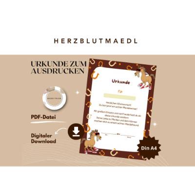 Perfekte Mitgebsel für Kindergeburtstag auf dem Reiterhof | Ideal für Pferdemädchen | Urkunde zum ausdrucken