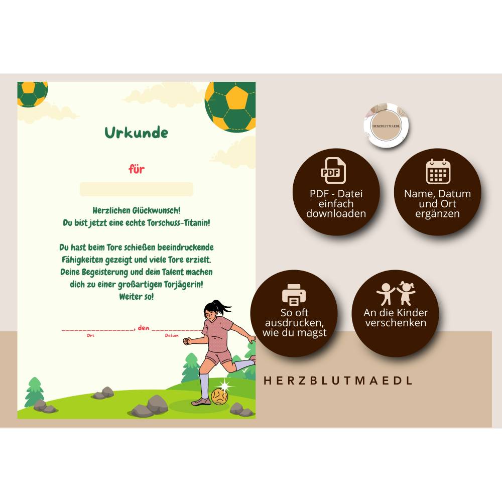 Fußball Urkunde als Mitgebsel für den Kindergeburtstag | Geschenktüte für Kinder | Fußballturnier Bild 2