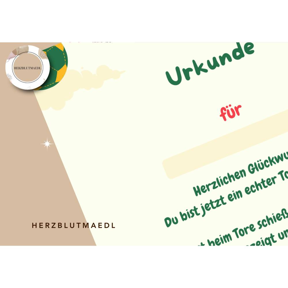 Fußball Urkunde als Mitgebsel für den Kindergeburtstag | Geschenktüte für Kinder | Fußballturnier Bild 5