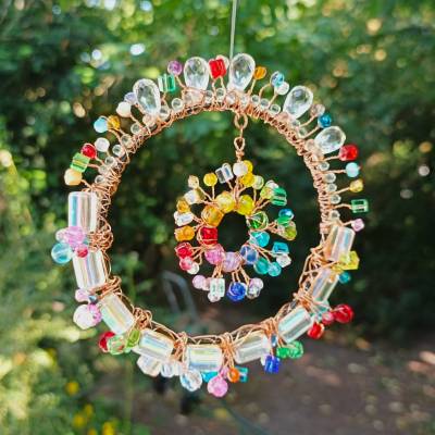 Sonnenfänger Regenbogenfarben – Bunte Feng Shui Fensterdeko aus Glas & Acrylglas, handgefertigt