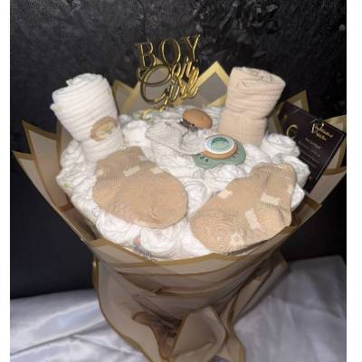 Windelbouquet Unisex – Neutrales Geschenk zur Geburt, Babyshower oder Taufe