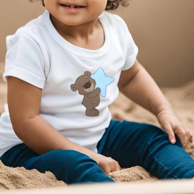 Kindershirt Bärchen Stern personalisiert – Geburtstagsshirt & Namensshirt für Jungen & Mädchen