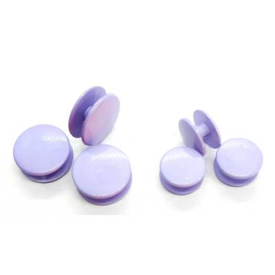 6 Stück Doppelknöpfe Wäsche- Lochgummi H-Knöpfe glatt 11mm 15mm Steg 4mm Lila Hell