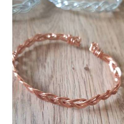Armreif geflochten aus Kupfer, Drahtschmuck, Kupferschmuck