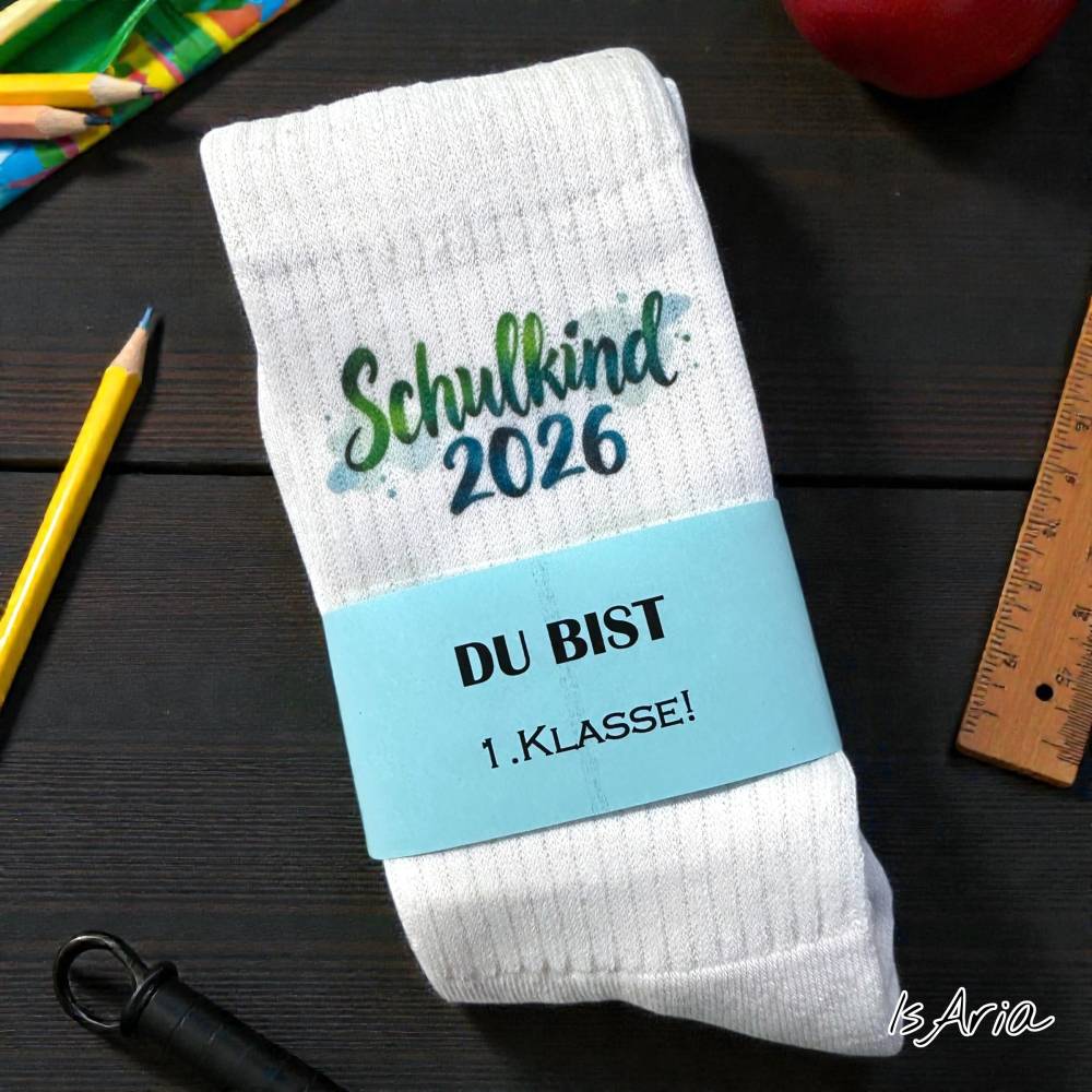 Schulkind 2026 Socken,Tennissocken, Personalisierbar, Strümpfe, Geschenkidee Einschulung Bild 6