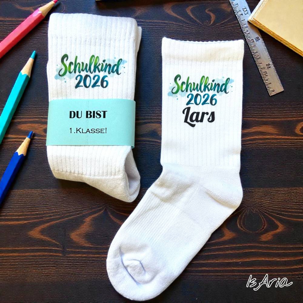 Schulkind 2026 Socken,Tennissocken, Personalisierbar, Strümpfe, Geschenkidee Einschulung Bild 7