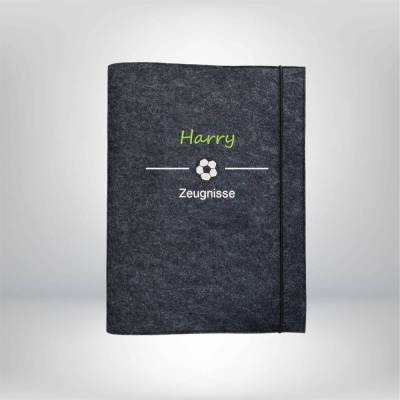 personalisierte Zeugnismappe Fußball Name  Filz Sichtbuch Geschenk zur Einschulung