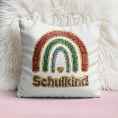 Stickdatei Glitzer Vinyl Regenbogen Set 2545 – Einschulung Schulkind Stickmuster
