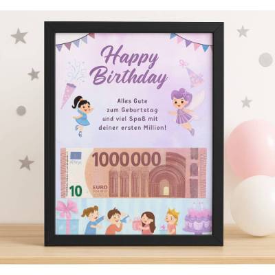 PDF Geldgeschenk Kindergeburtstag – "Deine erste Million" – zum Ausdrucken für DIY-Bilderrahmen | Geschenkidee A4