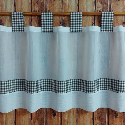 Scheibengardine mit Schlaufen Vichy Karo - versch. Höhen/Breiten - braun/weiss