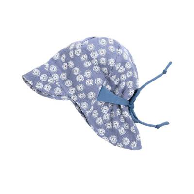 Musselin Sonnenhut zum mitwachsen mit verlängertem Nackenschutz & Sonnendach Sommerblumen 