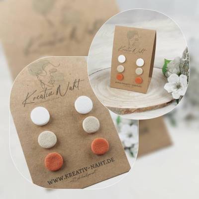 Ohrstecker „Rund“ 3er-Set (aus hypoallergenem Edelstahl, Nickelfrei) Weiß Beige Rost