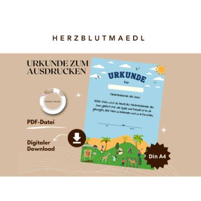 Geburtstag im Zoo für Kinder mit Tiermotiven | DIN A4 Schulausflug in den Zoo 