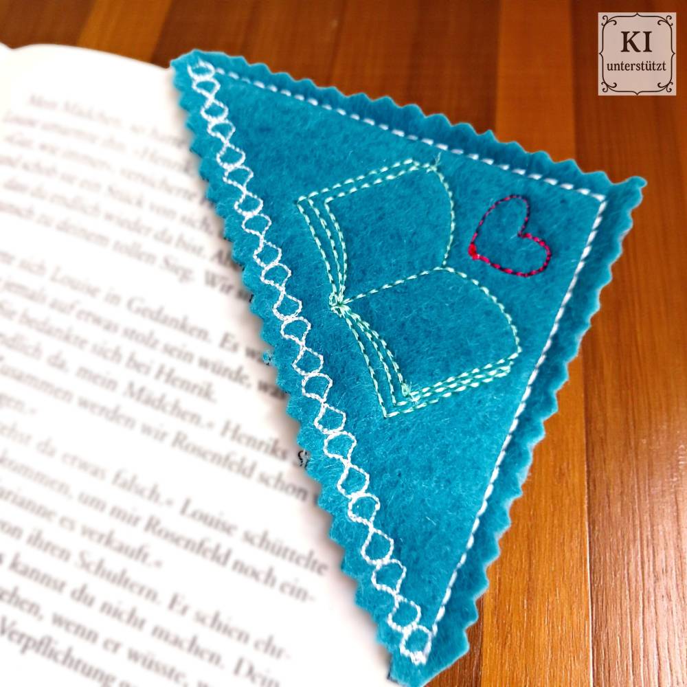 Stickdatei Set – ITH Leseecke & Lesezeichen ab 10x10 Rahmen mit Herz-Buch-Motiv Bild 4