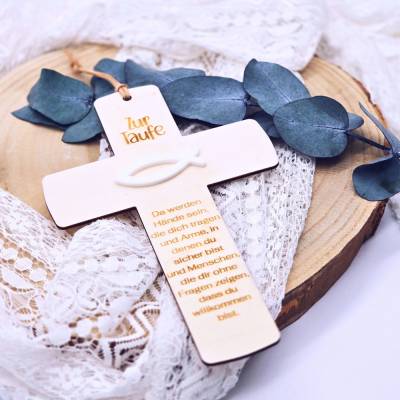 Taufkreuz | Kommunionkreuz | Holzkreuz mit Gravur | Geschenk Taufe | Konfirmation | Geschenk Kommunion | Geschenk für Mä