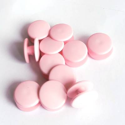 6 Stück Doppelknöpfe Wäsche- Lochgummi H-Knöpfe glatt 11mm Durchmesser 4mm Steg Farbe Rosa Hell