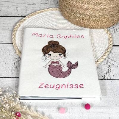 Mädchen Zeugnismappe Meerjungfrau Nixe Meerjungfer personalisiert
