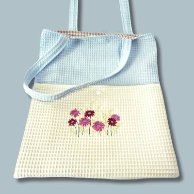 florale Stofftasche mit Namen personalisierbar Geschenk für Blumenfreunde Umhängetasche Einkaufstasche Schultertasche