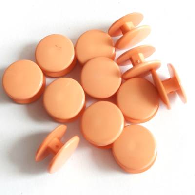 6 Stück Doppelknöpfe Wäsche- Lochgummi H-Knöpfe glatt 11mm Durchmesser 4mm Steg Farbe Aprikose