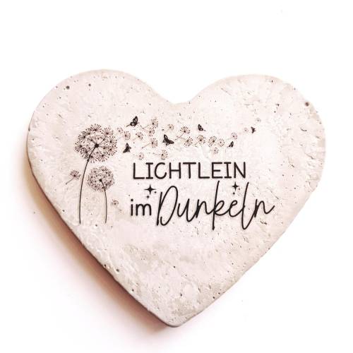 Herz aus Beton mit Schriftzug Grabschmuck Trauer Grabgesteck Grabherz