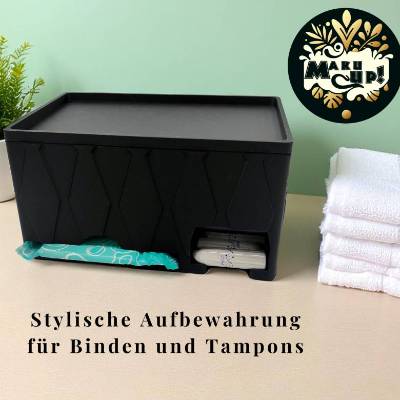 Maku Up Binden & Tampon Organizer | Moderne Periodenbox aus PLA | Hygienebox fürs Bad | 3D-gedruckt mit Rautenmuster